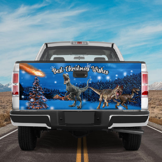 Petthouse | Best Christmas Wishes Dinosaur Tailgate Wrap, T Rex Christmas Forest Lovers Gift Idea