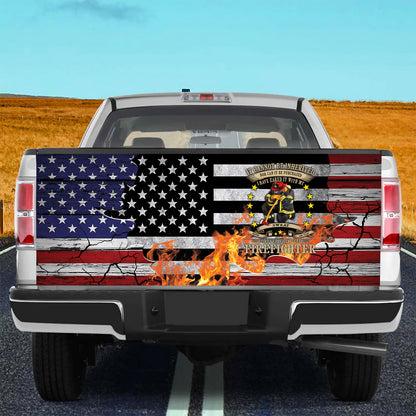 Petthouse | Fighter Tailgate Wrap, Firefighter Usa Flag Tailgate Wrap, Forever The Title Firefighter