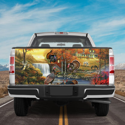 Petthouse | Turkey Deer And Horses Artwork Tailgate Wrap Wild Nature Artwork Tailgate Cover Car Decoration