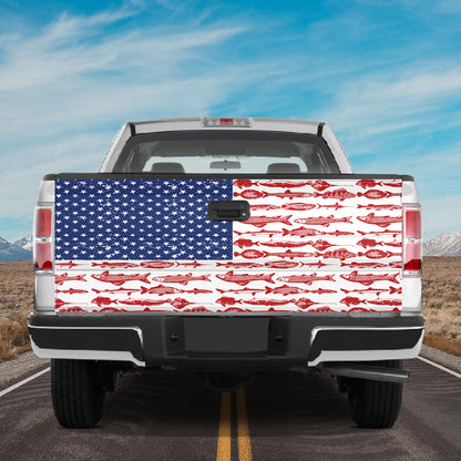 Petthouse | Fishes American Flag Tailgate Wrap Decal Truck Decoration Gift For Family