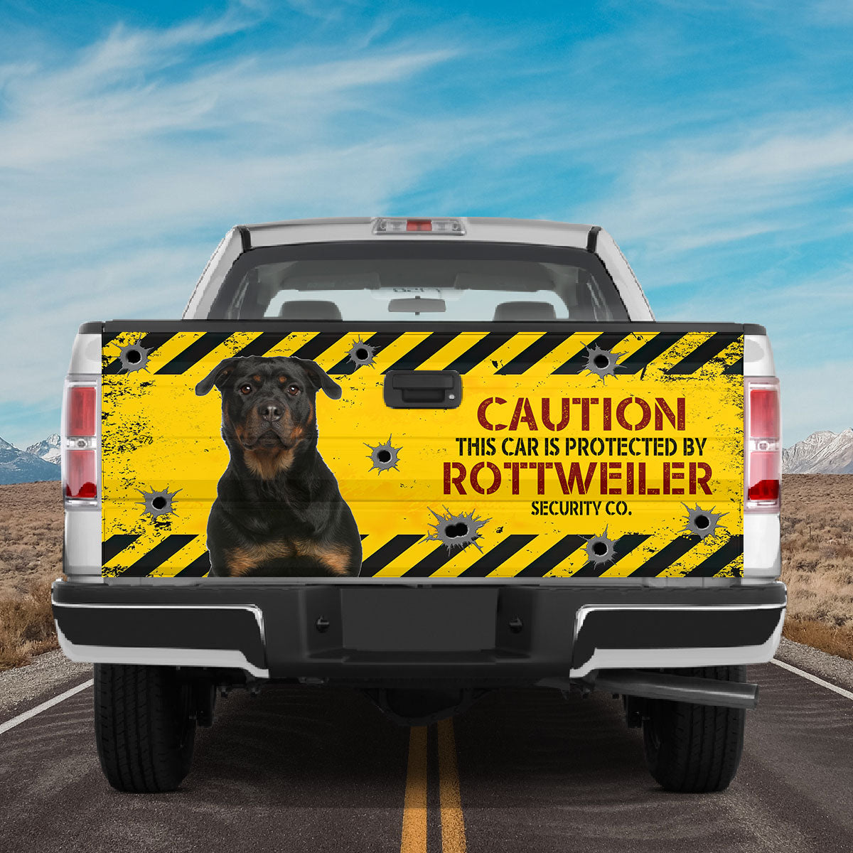 Petthouse | Rottweiler Tailgate Wraps For Trucks Funny Caution Protected By Rottweiler Tailgate Sticker