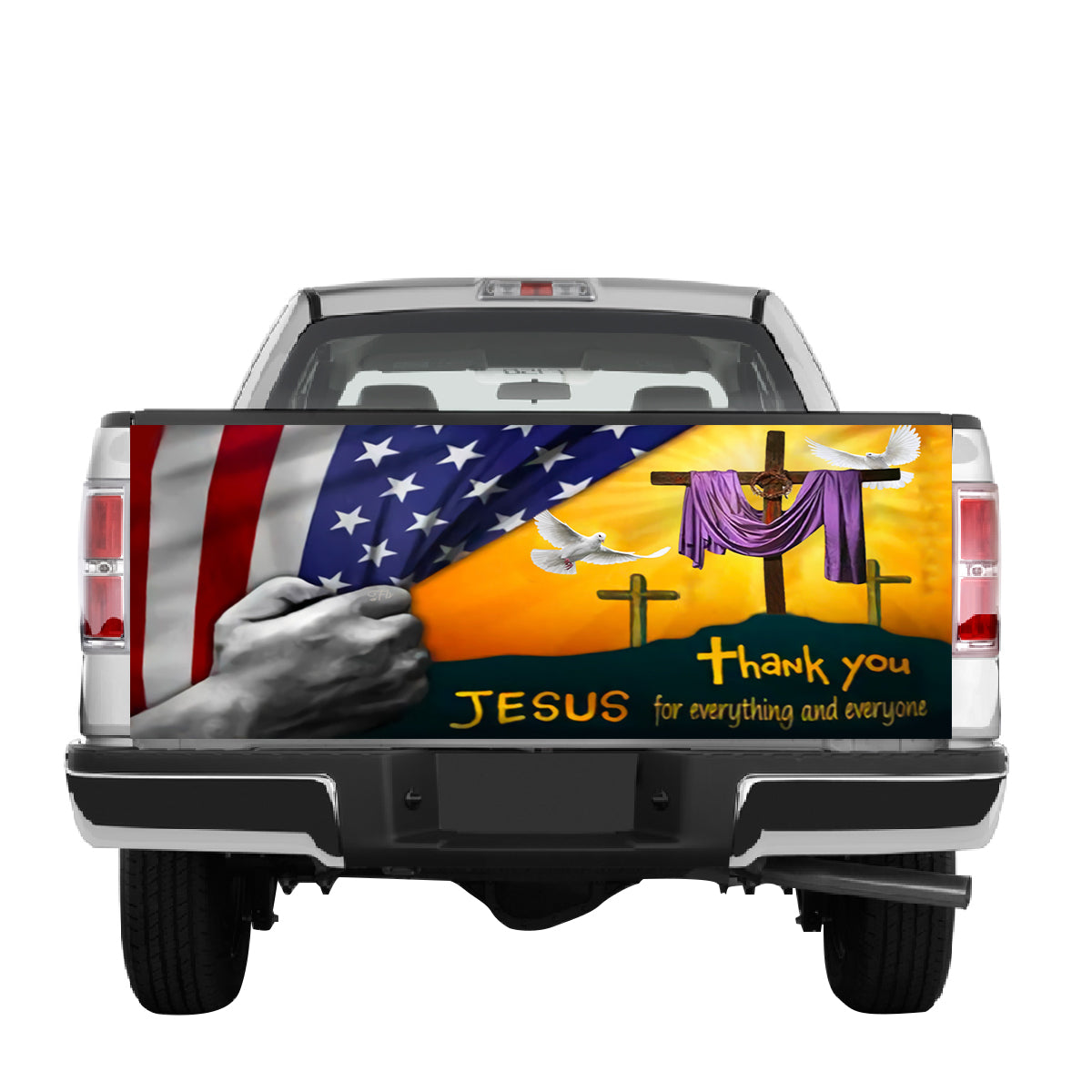 Petthouse | Thank You Lord Tailgate Wrap Jesus God Tailgate Wrap Christ Cross Tailgate Wrap Car Decoration