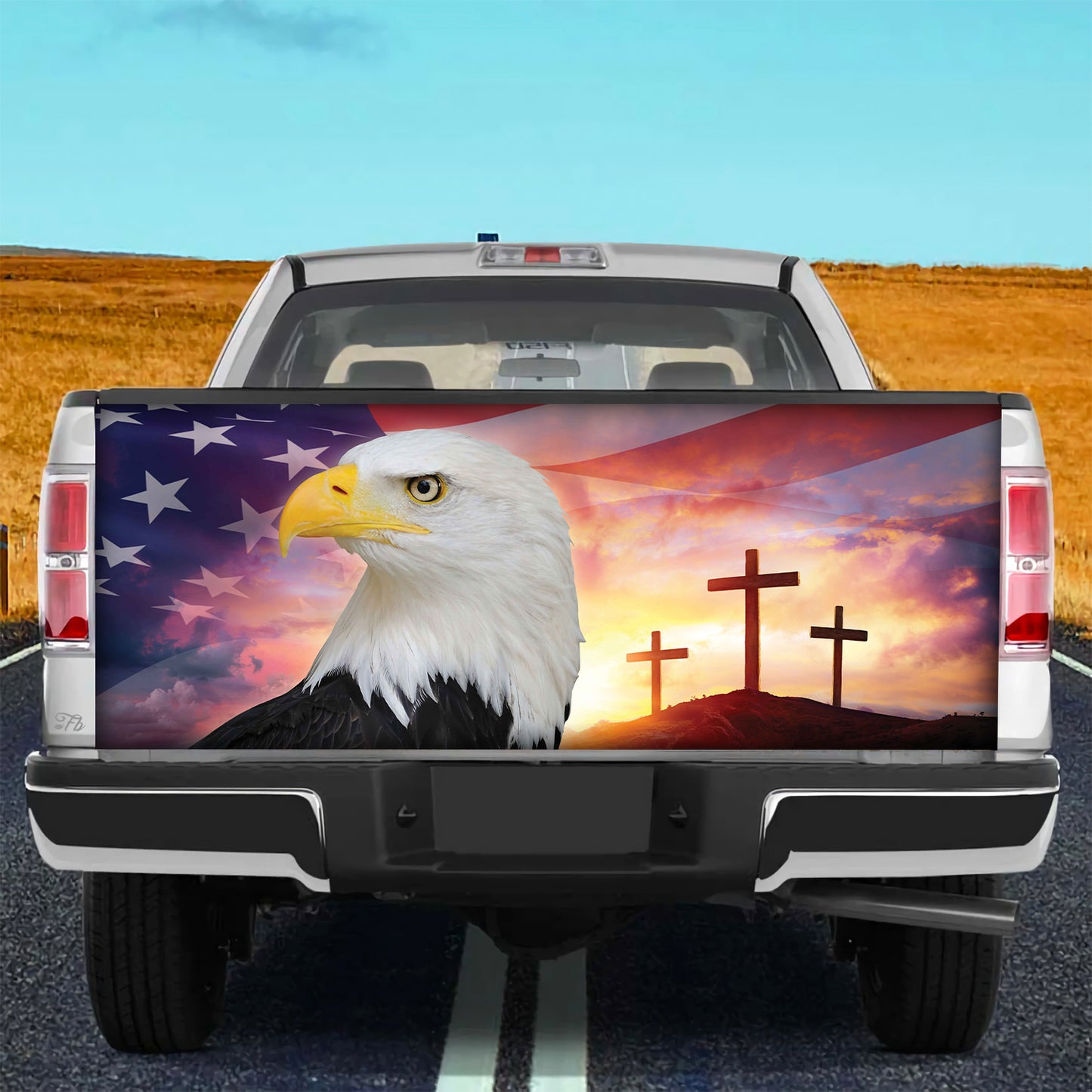 Petthouse | Eagle Birds American Christian Printed Tailgate Wrap, Patriotic Day Gift