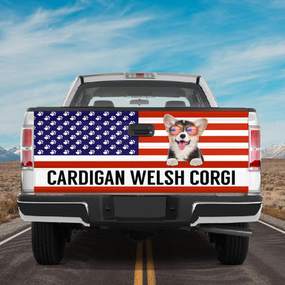 Petthouse | Welsh Corgi Cute Tailgater Decal American Flag Tailgate Wrap Tailgate Decals For Trucks