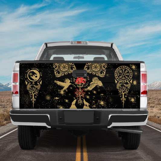 Petthouse | Viking Raven Tailgate Wrap, Viking Pattern Tailgate Wrap, Viking Lover Gift, Viking Print Car Decal