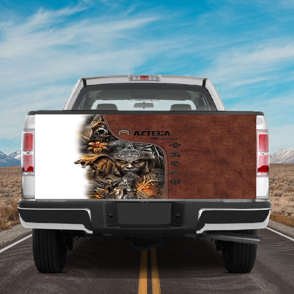 Petthouse | Azteca Mexicana Tailgate Wrap Aztec Culture Pattern Tailgate Cover Car Decoration