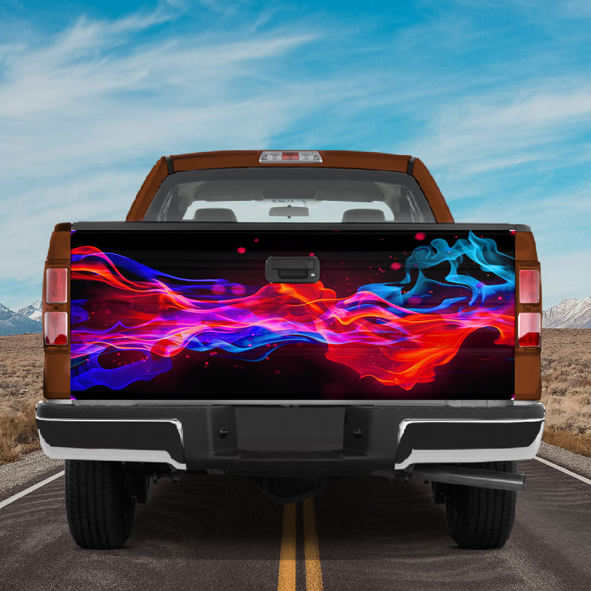 Petthouse | Fire Flames Car Truck Decals Blue Wave Tailgate Wraps For Pickup Wave Abstract Best Gift For Fathers Day