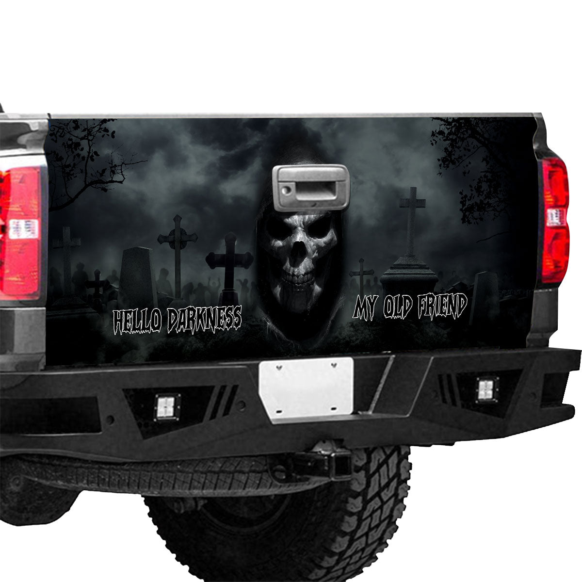 Petthouse | Grim Reaper Tailgate Wrap, Halloween Tailgate Wrap, Hello Darkness My Old Friend