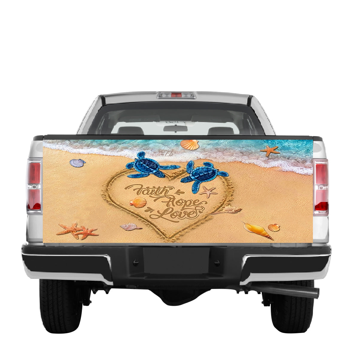 Petthouse | Faith Hope Love Tailgate Wrap Sea Turtle Couple Tailgate Wrap Sea Beach Cover Sea Lover Best Gift