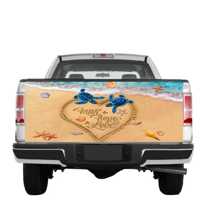 Petthouse | Faith Hope Love Tailgate Wrap Sea Turtle Couple Tailgate Wrap Sea Beach Cover Sea Lover Best Gift