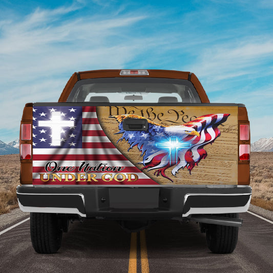 Petthouse | One Nation Under God Tailgate Wrap Christian God Bless America Tailgate Decal Car Accessories