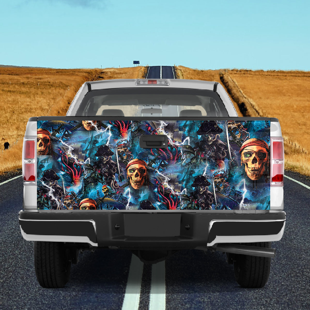 Petthouse | Skull Pirates Tailgate Wrap Decal Halloween Pirates Skull Gift Tailgate Wrap Decor Car