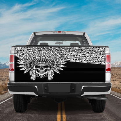 Petthouse | Tribal Patriarch Skull Pattern Tailgate Wrap Native Pattern Tailgate Cover Car Decoration