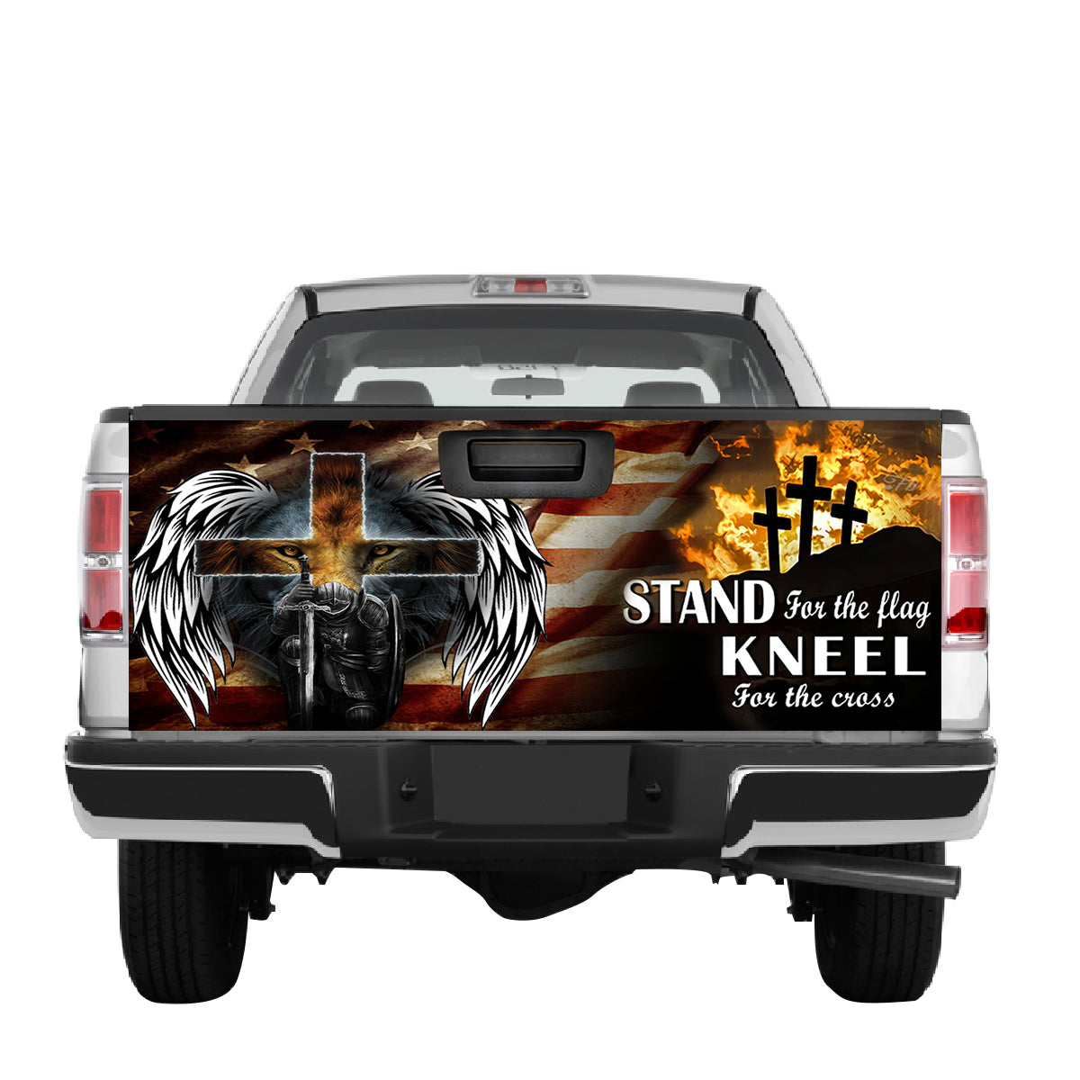 Petthouse | Jesus Knight Tailgate Wrap Stand For The Flag Wrap Kneel For The Cross Cover Christian Gift