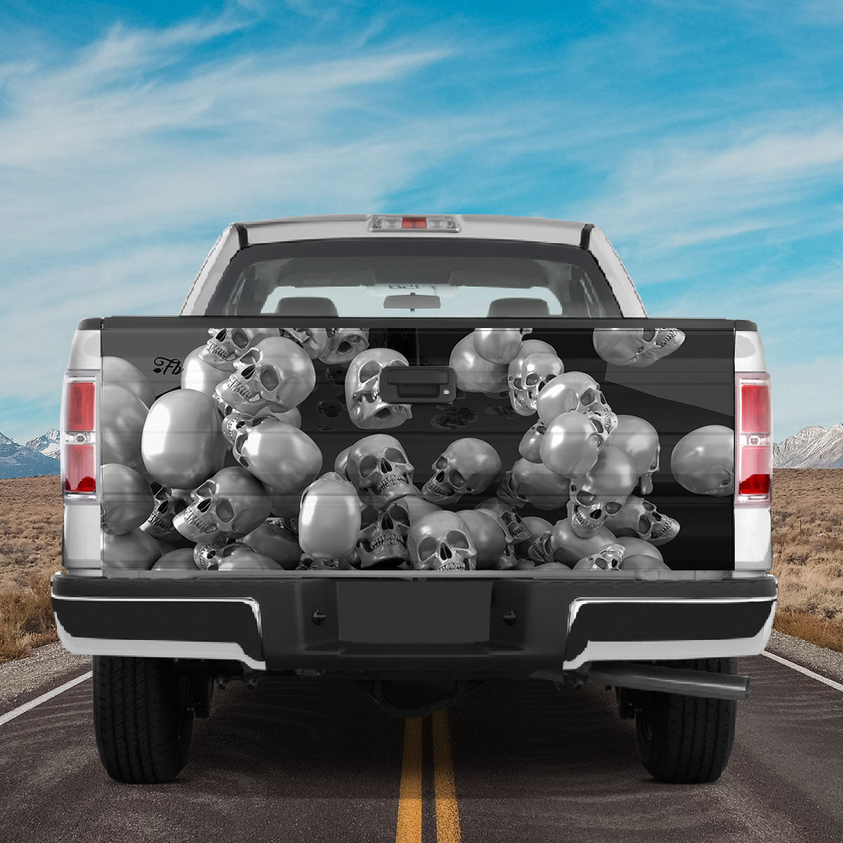 Petthouse | Skull Pattern Tailgate Wrap, Halloween Skull Tailgate Wrap, Creepy Skull Tailgate Wrap