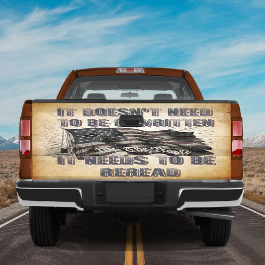 Petthouse | It Doesn't Need To Be Rewritten It Needs To Be Reread Truck Tailgate Wrap Patriots Gifts