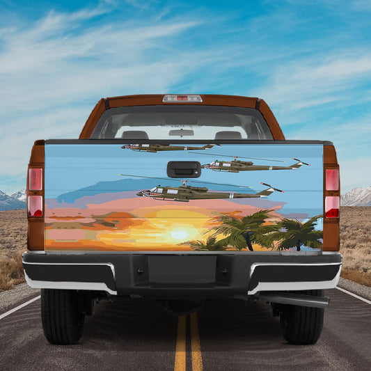 Petthouse | Helicopters Sunrise Across Beach Painting Tail Gate Decal