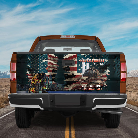 Petthouse | Firefighter Tailgate Wrap Never Forget National 911 Memorial Truck Tailgate Decal Graphics