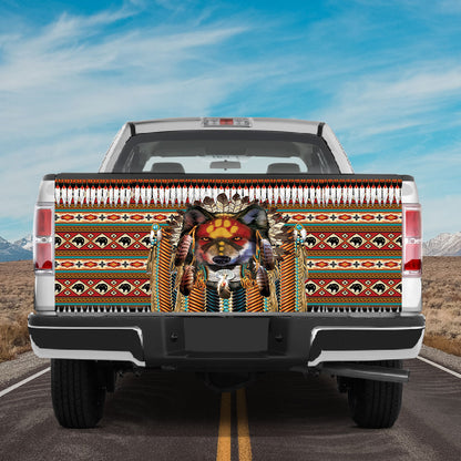 Petthouse | Tribal Wolf Tailgate Wrap Native American Pattern Tailgate Cover Native Style Cover Car Decoration