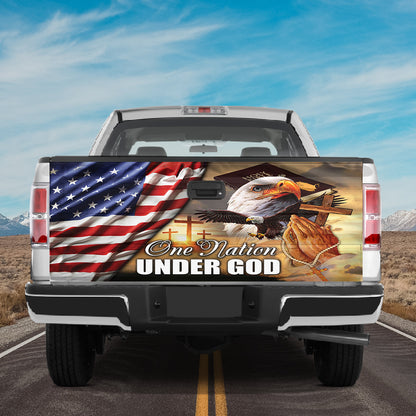 Petthouse | Bald Eagle American Patriot Bible One Nation Under God Tailgate Wrap Vinyl Graphic Decal Sticker