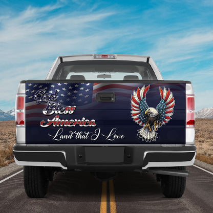 Petthouse | God Bless America Tailgate Wrap Decal Jesus Christ Happy 4th Of July Graphic Wraps Truck Decor