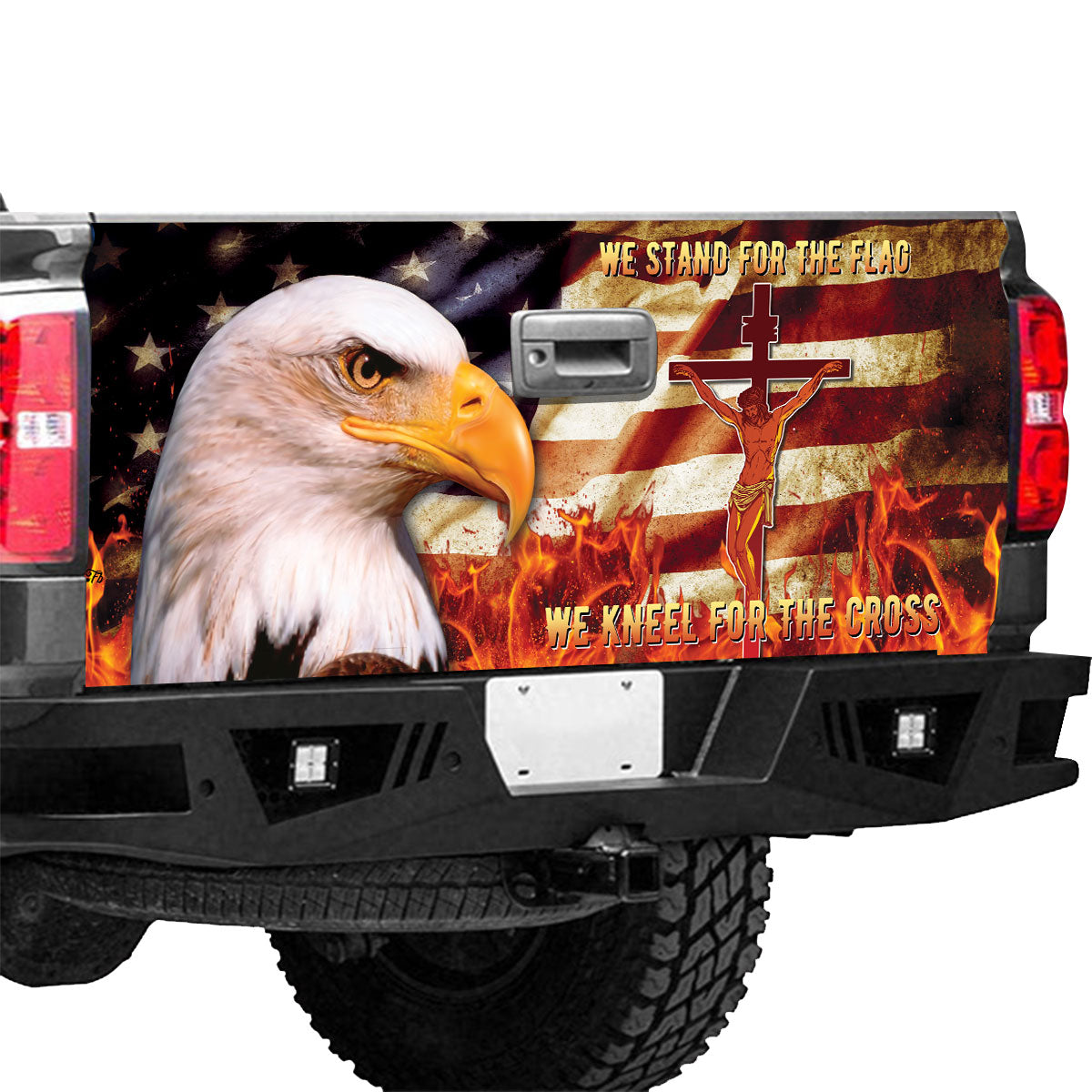 Petthouse | We Stand For The Flag Wrap Jesus Cross Wrap Christian Tailgate Wrap Patriot Wrap