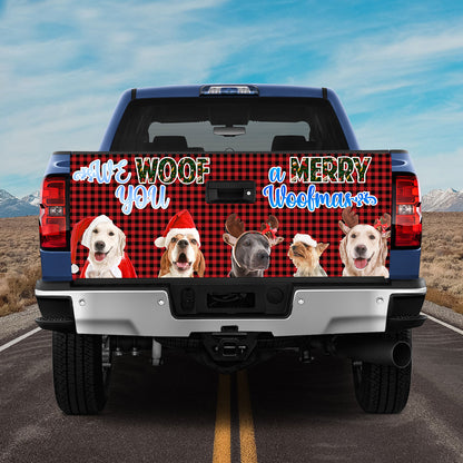 Petthouse | Cute Dog Tailgate Wrap, Christmas Dog Tailgate Wrap, We Woof You A Merry Woofmas