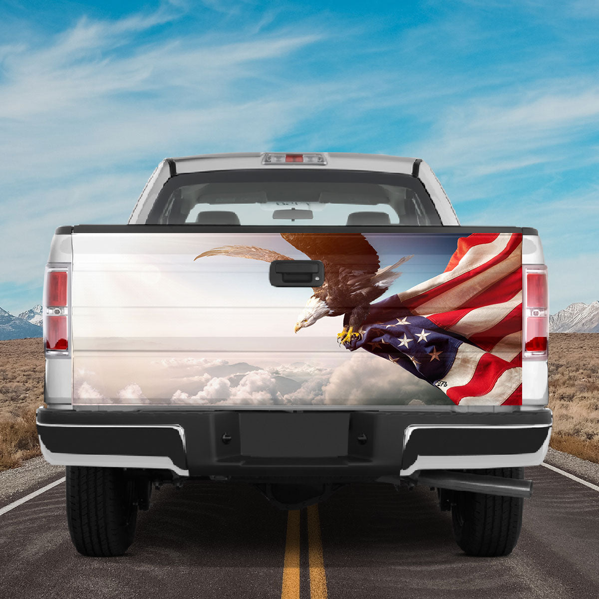 Petthouse | Eagle Flying Tailgate Wrap Eagle Hold Flag Wrap America Flag Cover Eagle Cover Car Decoration