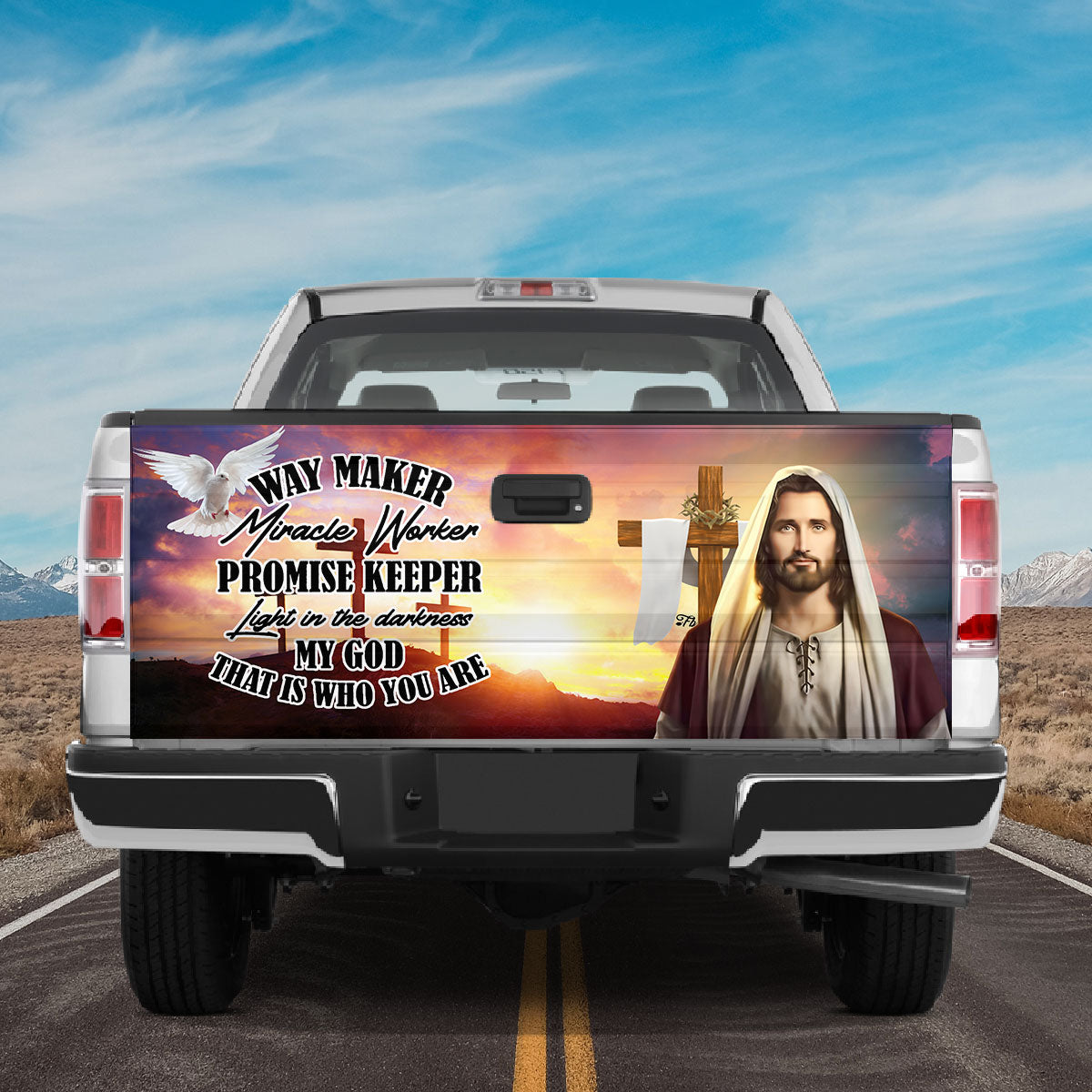 Petthouse | Jesus Christian Tailgate Wrap, Way Maker Miracle Worker Promise Keeper Light In The Darkness