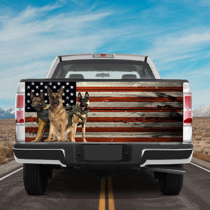 Petthouse | America German Shepherd Dog Tailgate Wrap, Police Dad Truck Decor Gift Idea