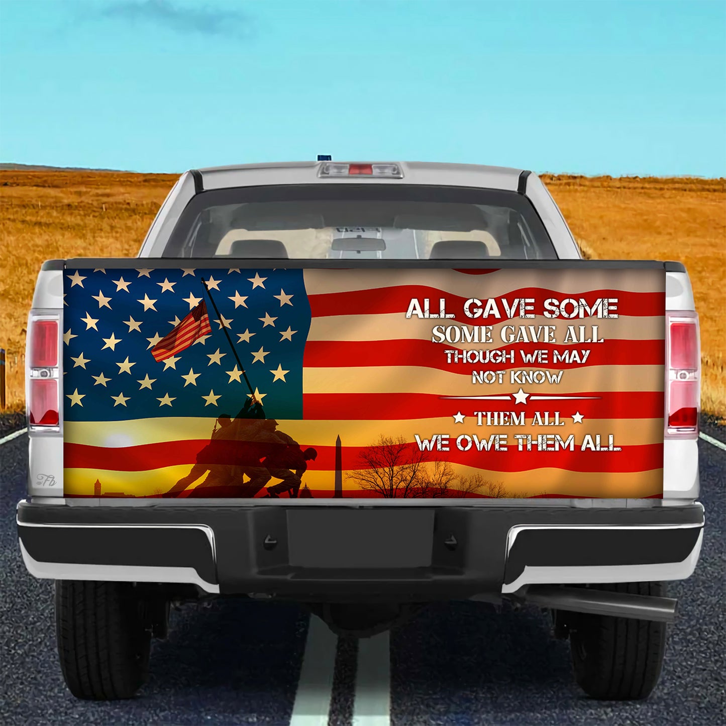 Petthouse | All Gave Some Wrap American Warriors Tailgate Cover America Flag Wrap Patriot Car Decoration