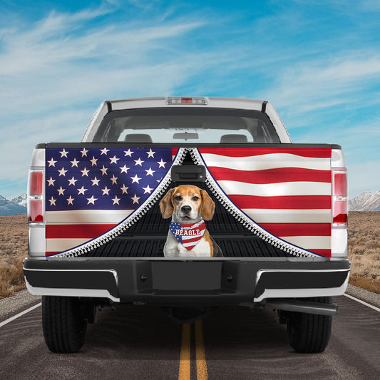 Petthouse | Beagle Dog Trucktailgate Wrap Tailgate Decals Tailgate Wrap American Flag Dog Lover