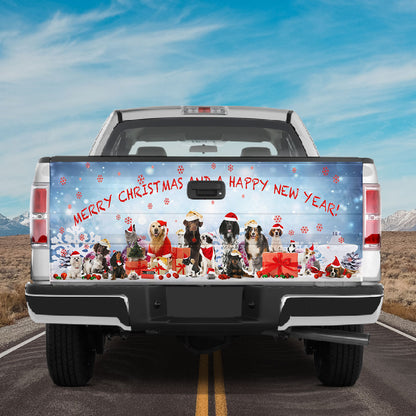 Petthouse | Dogs Christmas Tailgate Wrap, Merry Christmas And Happy New Year, Dog Holiday Tailgate Wrap