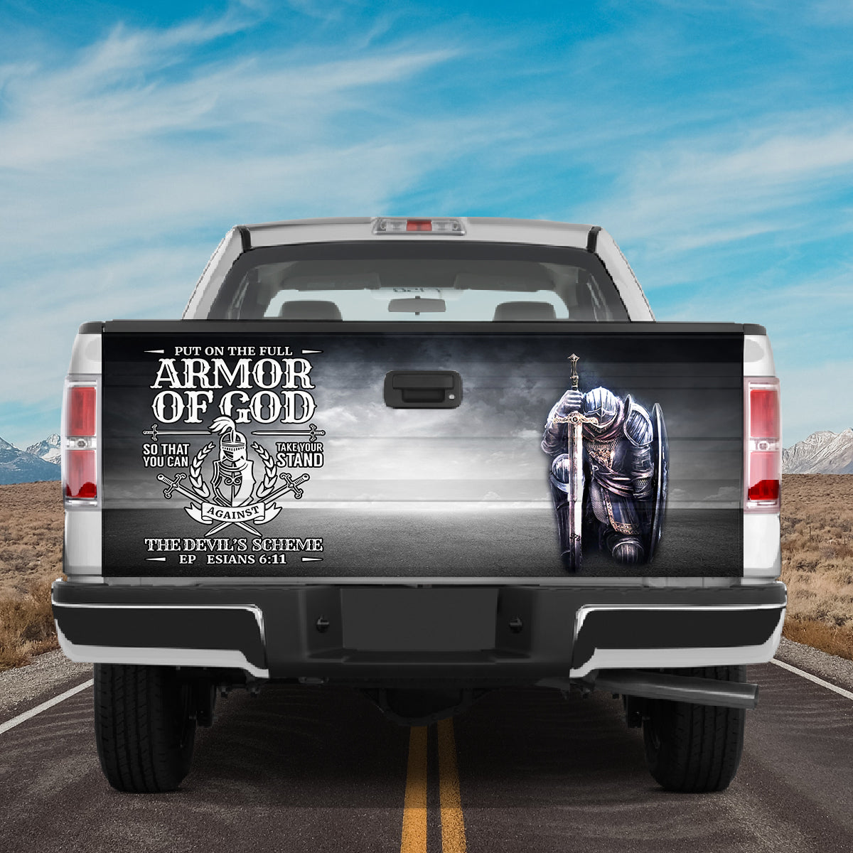 Petthouse | Jesus Warrior Tailgate Wrap, Armor Of God Tailgate Wrap, Christian Gift, Son Of God