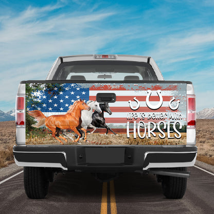 Petthouse | Life Is Better With Horse Cover Horse Tailgate Wrap Horse America Cover Car Decoration