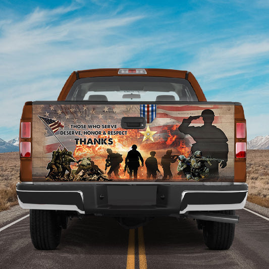 Petthouse | Veteran Truck Tailgate Wrap Sticker Those Who Serve Deserve Honor Respect Thanks Patriots Gifts