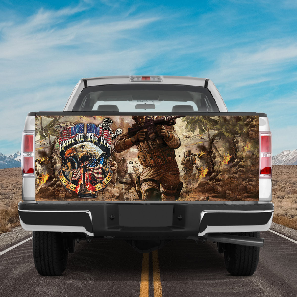 Petthouse | Home Of The Free Tailgate Wrap American Warriors Wrap Battle Artwork Wrap Car Decoration