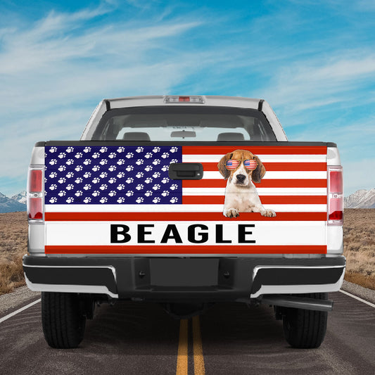 Petthouse | Cool Beagle American Flag Tailgate Wrap Dog Tailgate Wrap Tailgater Decal Dog Mom Dog Dad Gift