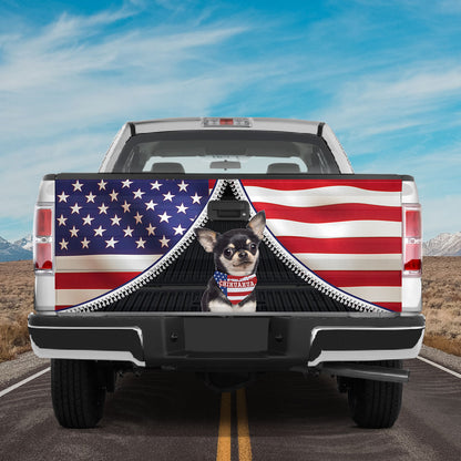 Petthouse | Chihuahua American Flag Tailgate Wrap Trucktailgate Wrap Decal Dog Lover Gift Graphic Wrap