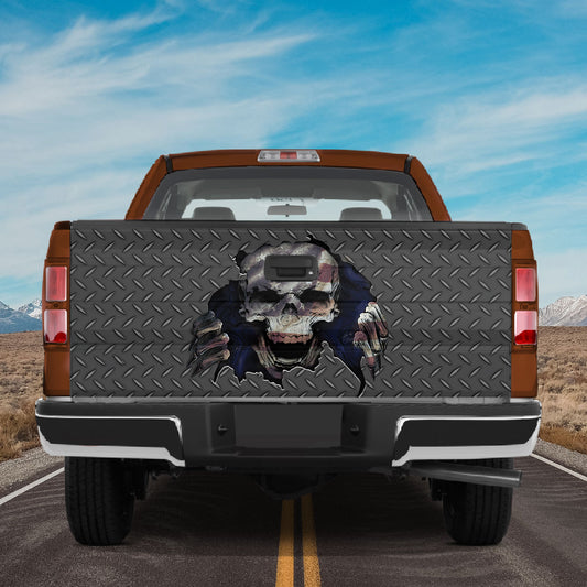 Petthouse | Truck Decals  Metalic  Skullamerican Flag Tailgate Wrap Vinyl Graphic Decal Sticker For Trucks