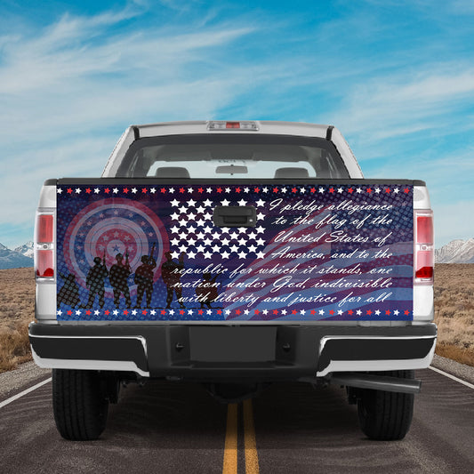 Petthouse | American Veteran Tailgate Wrap American Flag Tailgate Cover Usa Military Car Decal Car Accessories