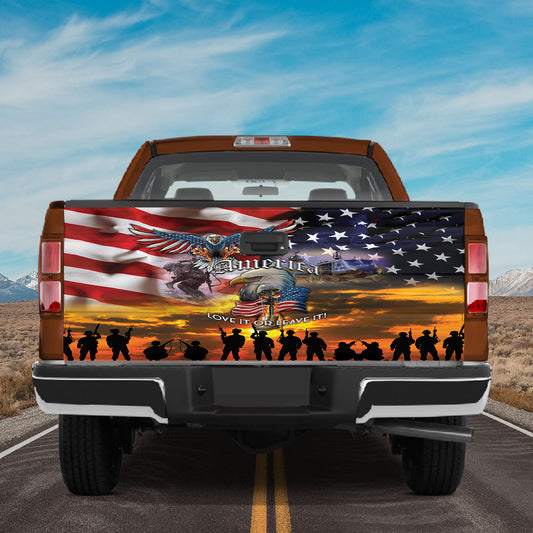 Petthouse | America Love It Or Leave It Truck Tailgate Wrap American Eagle Tailgate Graphic Wraps Car Decor