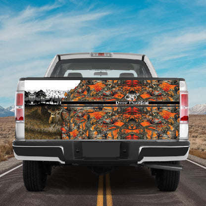 Petthouse | Deer Hunting Tailgate Wrap Wild Deer Art Cover Orange Camo Pattern Wrap Deer Hunting Lover Gift