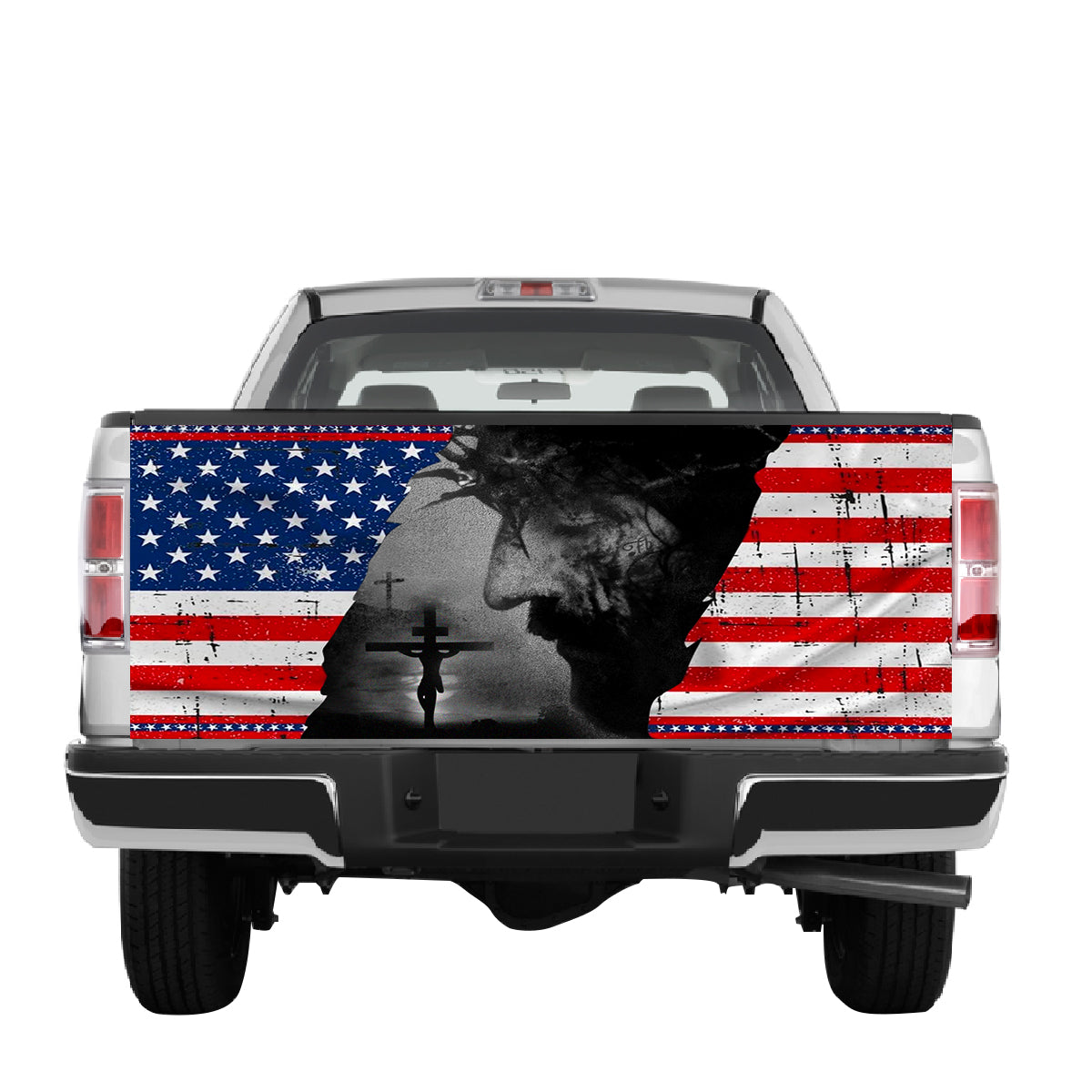 Petthouse | Jesus Christ Tailgate Wrap American Flag Tailgate Wrap Christ America Tailgate Wrap Christian Gift