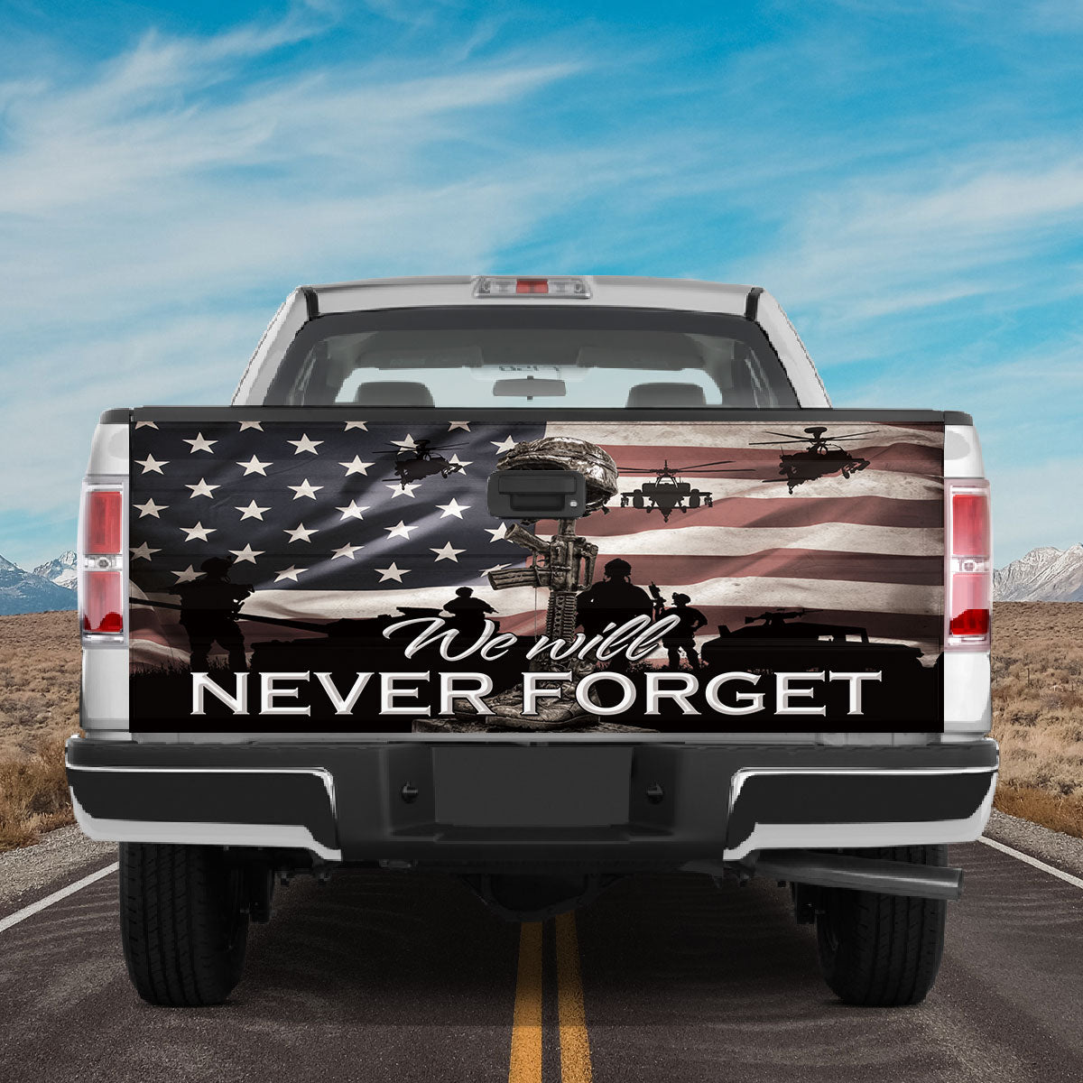 Petthouse | We Will Never Forget Veteran's Day Tailgate Wrap Decal American Veteran Truck Decor