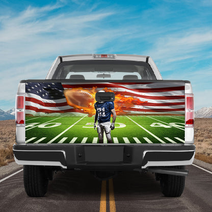 Petthouse | Rugby Ball Bright Flame Tailgate Wrap, Rugby Ball Car Decal, American Football Player Gift