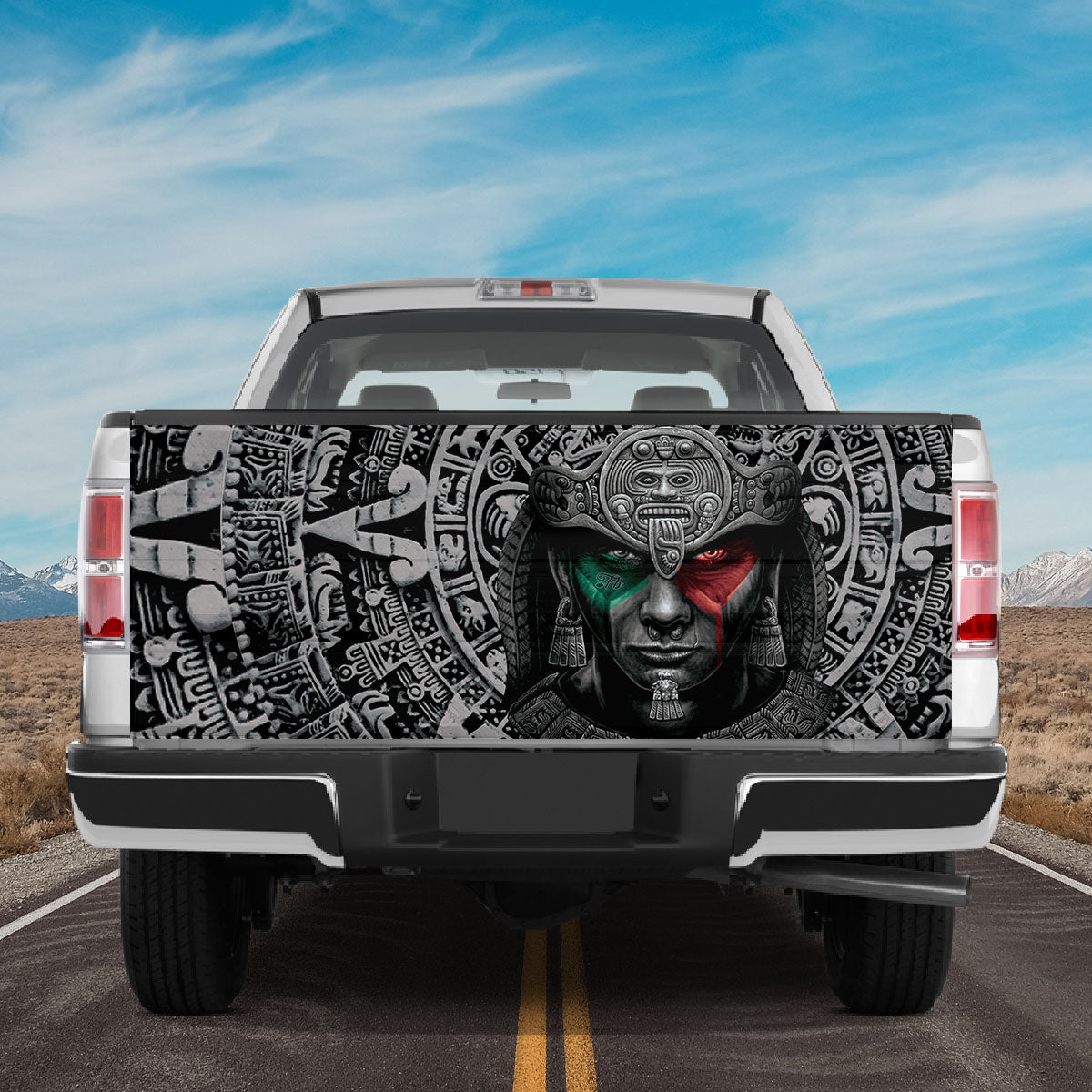 Petthouse | Maya Warrior Tailgate Wrap Maya Culture Pattern Tailgate Wrap Aztec Pattern Wrap Car Decoration