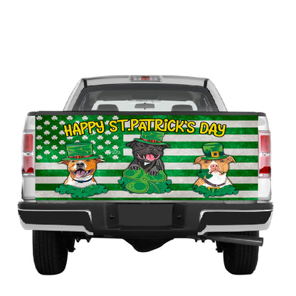 Petthouse | Happy St Patrick's Day Tailgate Wrap Bulldog Tailgate Wrap Clover Flag Tailgate Wrap Car Decor