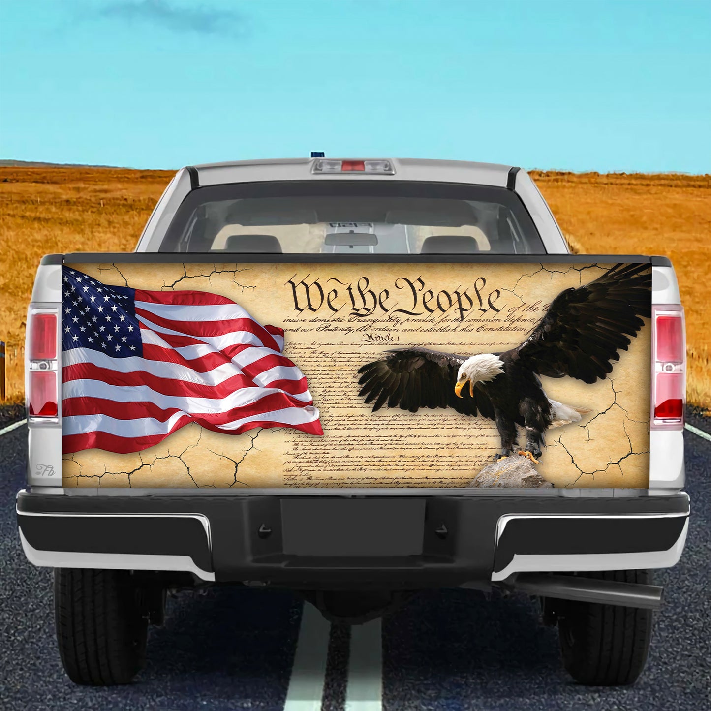 Petthouse | Eagle We The People American Printed Tailgate Wrap, Patriotic Day Truck Decor Gift