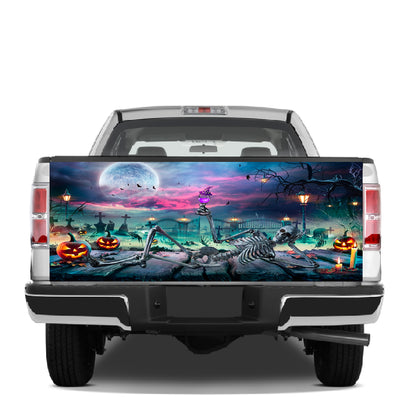 Petthouse | Halloween Tailgate Wrap, Funny Skeleton Tailgate Wrap, Halloween Town Tailgate Wrap